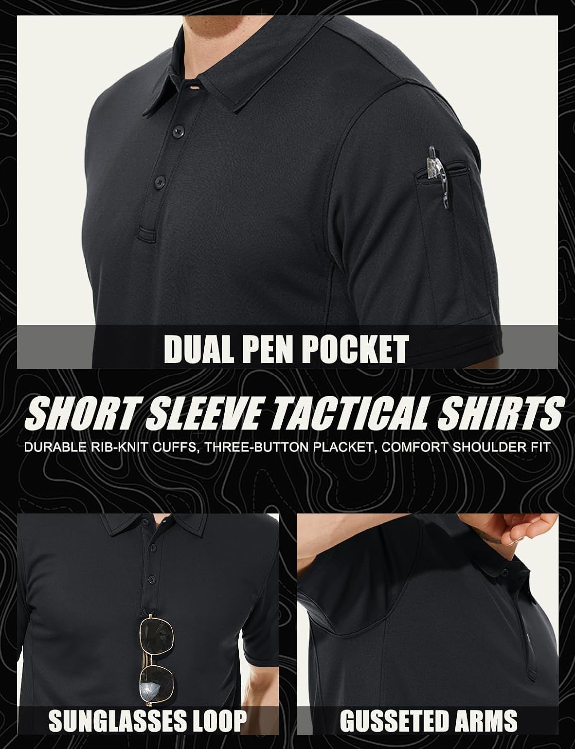 Men's Polo Shirt Quick Dry Performance Short Sleeve Tactical Shirts Pique Jersey Golf Shirt - Image 5