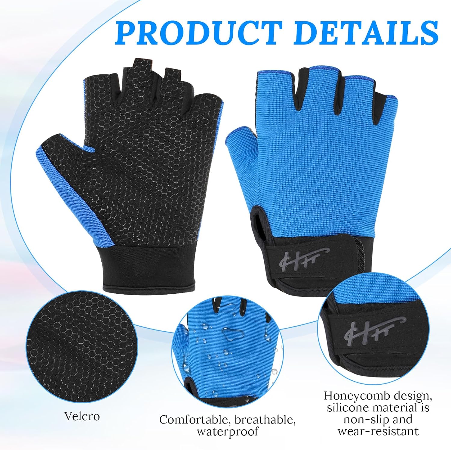 Workout Gloves for Men Women Fingerless Gloves Kayak Gloves with Silicone Padding Fishing Gloves Sports Gloves Ventilated Cycling Gloves for Training Fitness Exercise Hanging Pull Ups Roller Skating - Image 7